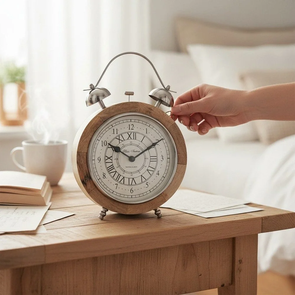 Penn Station Alarm Clock Unisex OS Brown Brand New Wood Metal Vintage NYC Style